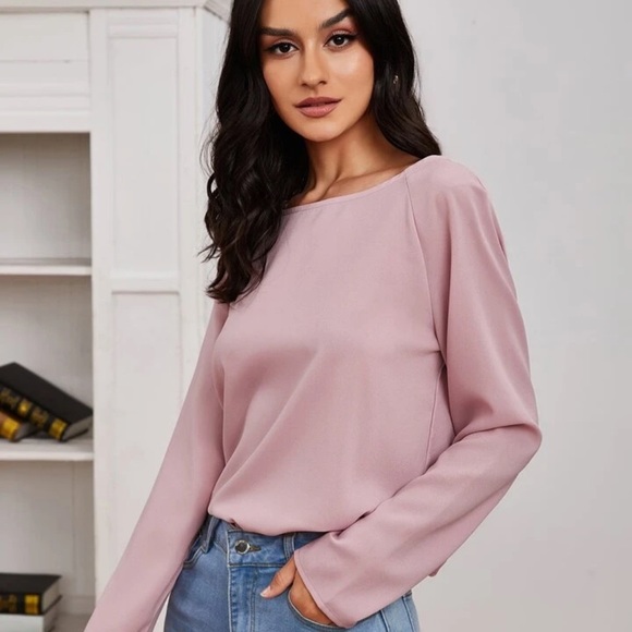 Dusty Pink Surplice Back Blouse - Picture 5 of 6